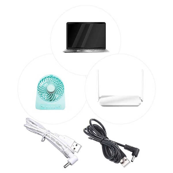 Strømkabel USB til DC 3,5 x 1,35 mm 2A Max Oplader Adapter Stikkabel - Perfekt Black