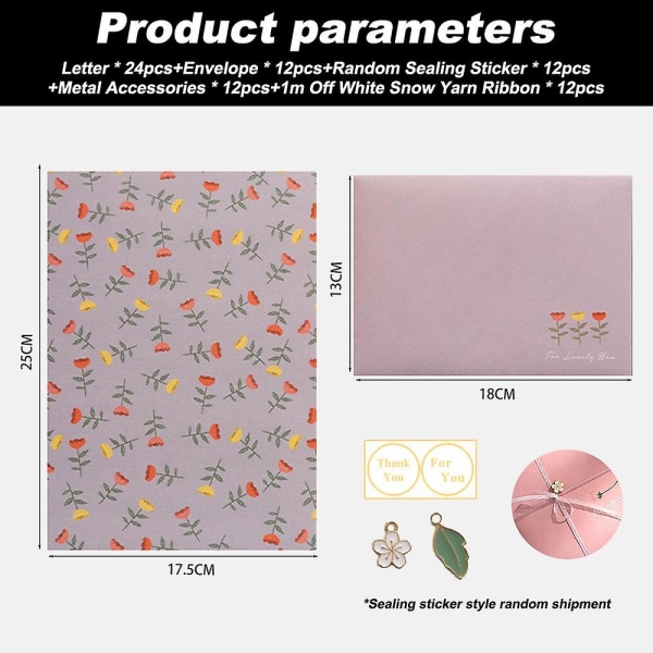 Paperitarvikkeet (vuorattu) 24 kpl ja kirjekuoret 12 kpl, paperitavarat ja set tarvikkeineen - Perfet Style 3