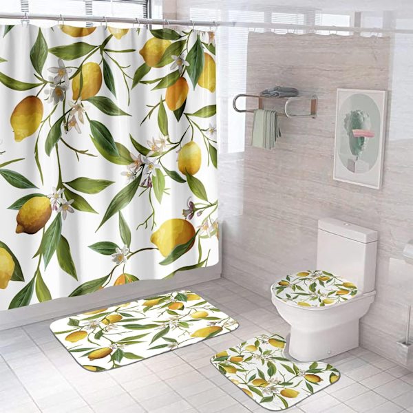 4 keltaista set , jossa matot, wc-kansi - Perfet
