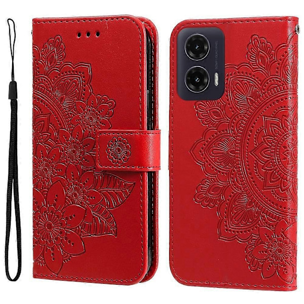 Sju-blommiga präglade läderfodral för telefon - Perfet Compatible with MotorolaMoto G35