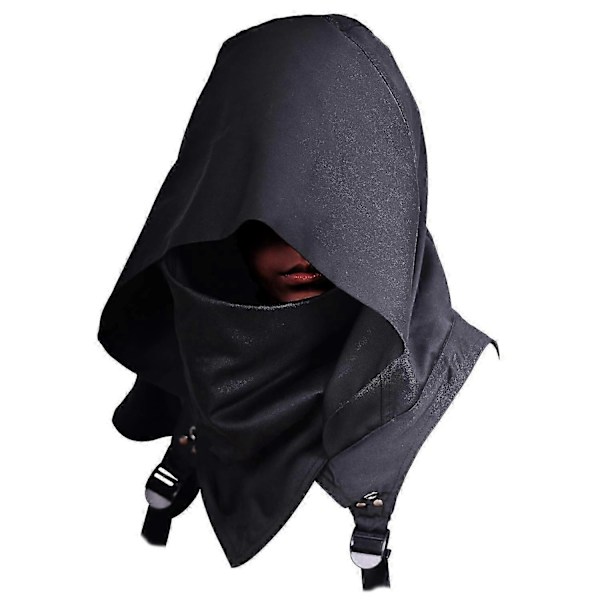Punk Rogue Cowl Huva Halsduk, Vinter Unisex Nackvärmare Kostym Huva Cape Hatt-Perfekt Black