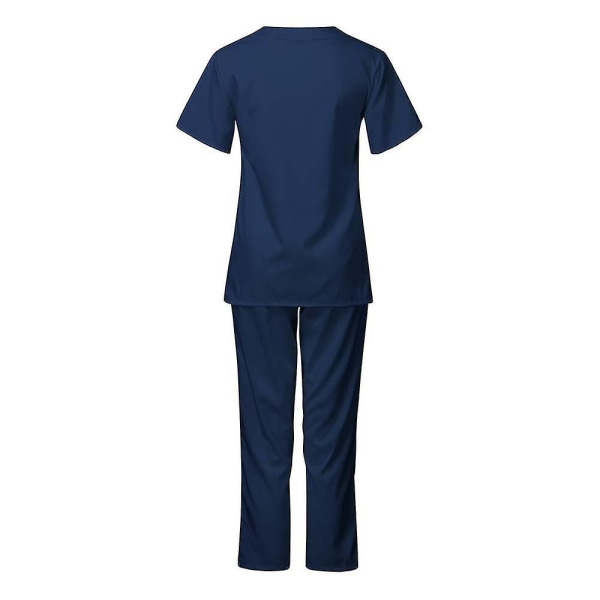 Unisex Doctor Top & Pants Scrub Set Hammaslääkäripuku lääketieteelliseen käyttöön - Perfet Navy Blue 2XL