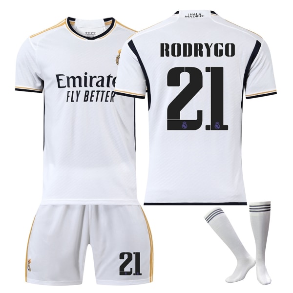 23 Real Madrid hjemmefodboldtrøje nr. 21 Rodrygo-trøjesæt - Perfet #2XL