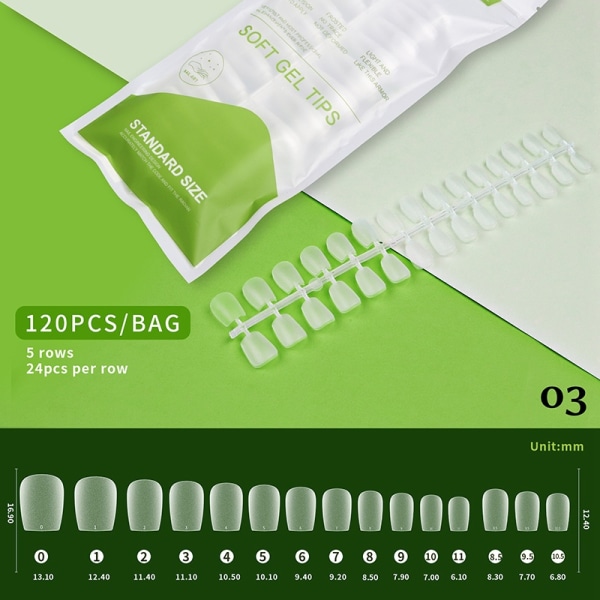 120 st. False Nail Extension Nail Full Cover Acrylic Press on W - Perfet 10