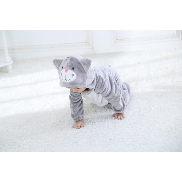 Småbørnsdinosaurkostume Sødt hættekostume til børn Halloween - Perfet 24 30 Months Gray Cat