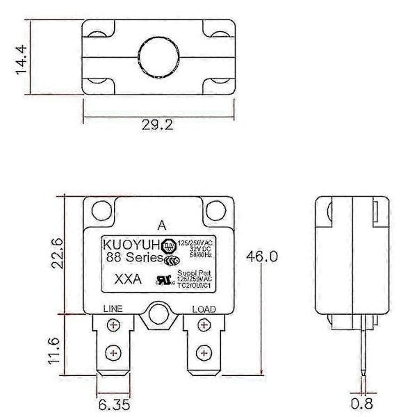 88ar 3a 4a 5a 7a 8a 9a 10a 11a 12a 13a 14a 15a Automatisk Reset Strømbryter Overbelastningsbryter Overstrømsbeskyttelse Kompatibel med Kuoyuh-Perfet 9A