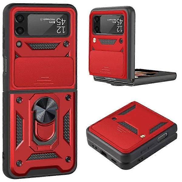 Passar Samsung Galaxy Z Flip 3 6 Mobiltelefonfodral Magnetisk Bilring Stötsäker Perfekt Red For Galaxy Z Flip 4