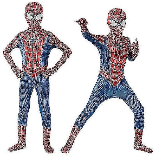 Superhelt Kostyme Super-vers Miles Morales Cosplay Kostyme Zentai Superhelt Mann Bodysuit Dress Hallo-Perfekt Blue 130 (120-130cm)