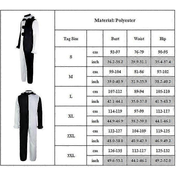 Aikuisten Cosplay-asusetti Terrifier Art The Clown Joker Halloween naamiaisiin - JA-Perfet 3XL