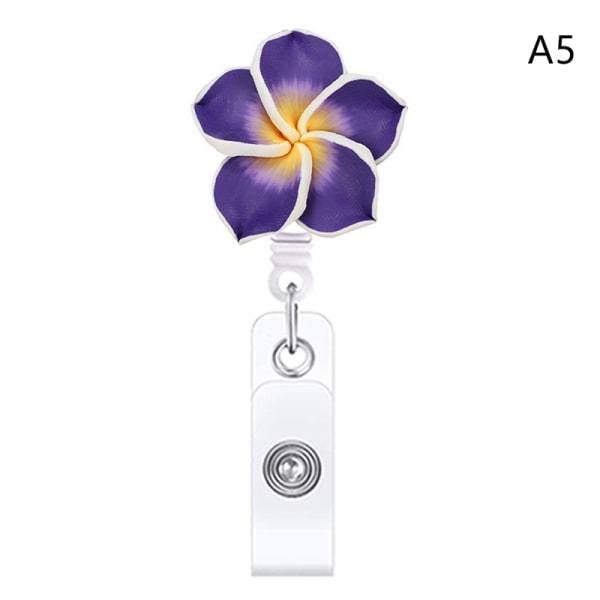 Flower Shape Badge Reel Clip uttrekkbar ID-kort Merkeholder N - Perfet A5