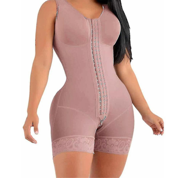 Högkompressionsshort med byst för vardagligt och postoperativt bruk, slankande fodral för mage, kvinnor GNz-Perfet Rose Brown M