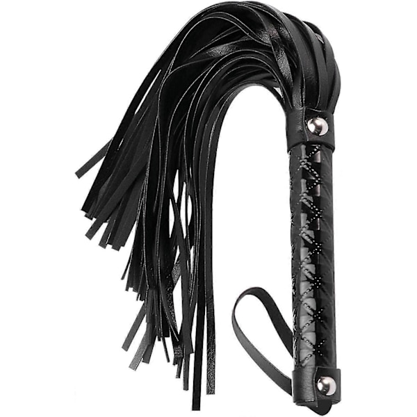 Myk Lær Heste Ridepisk Sklisikker Praktisk Myk Pisk for Hestesport Floggere for Cosplay Kostyme-Perfekt Black