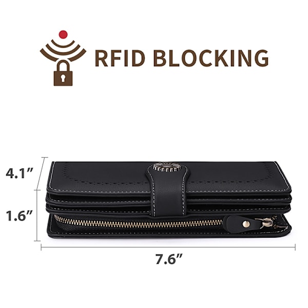 Dame pung Elegant stilfuld pung Lang pung dame RFID clutch multifunktionel - Perfet
