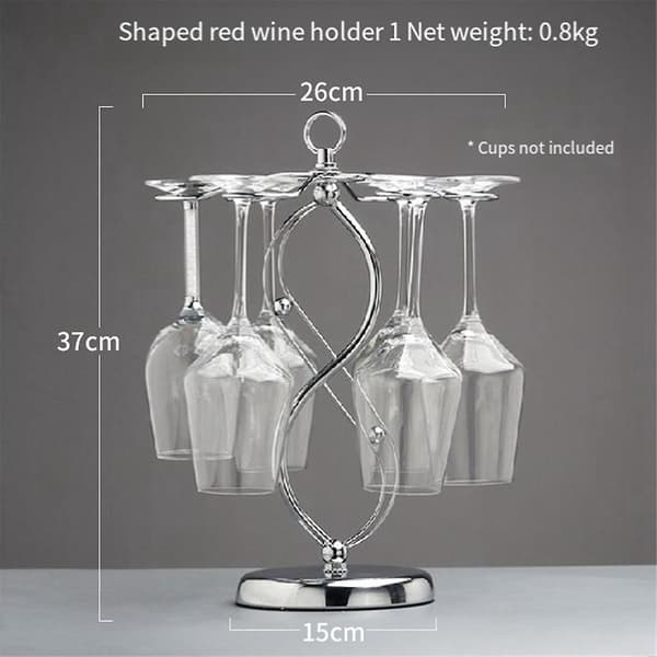 Jern Bordplade Vinglasholder med Scrollwork Design, Fritstående Bordplade Glasopbevaring Ra-Perfet