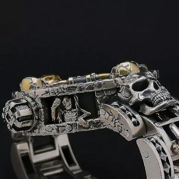 Gave til Halloween Mænds Skalle Ur Harpiks Elektronisk Rem Guld Urtav Legering Ure Armbåndsur Ny-Perfekt B