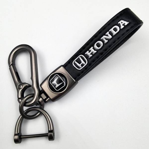 Læder Nøglering til Bil | Metal Finish | Robust Nøglering | Nøglering og Krogbeslag - Perfekt Gun Color Hardware Honda