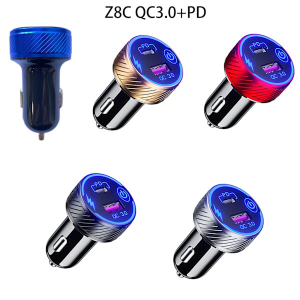 12V-24V Snabb Bil Laddare USB C Ström & Snabbladdning 3.0 USB Dubbel Port för Mobiltelefon GPS-Tablett DVR Mobil - Perfekt Gold