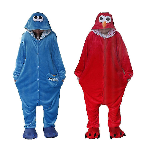 Sesame Street Cookie Monster Sininen ja Punainen Elmo -asu - Pyjama - Perfet Red L