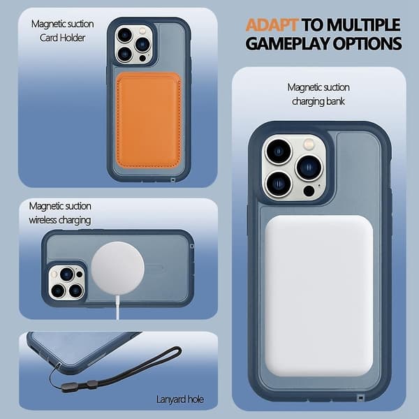 Kompatibel med iPhone 13 Pro Max Defender Series XT MagSafe Magnetiskt PC + TPU Stöttåligt Mobilskal - Perfekt Blue