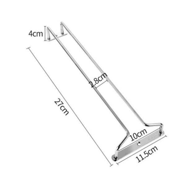 Silver Rostfritt stål Vinställ Glashållare Hängande Bar Goble - Perfet 27cm single row