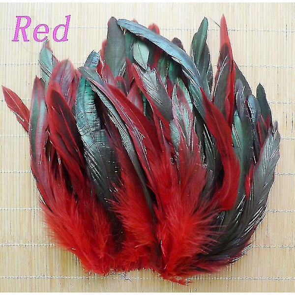 200 st Naturliga Tuppfjädrar 13-18cm Tuppfjädrar Svarta Fjädrar för Karneval Halloween Julhantverk Dekoration-Perfekt red