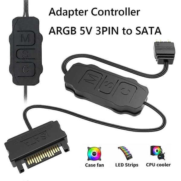 2 stk. 5V 3Pin ARGB Controller SATA Mini RGB Controller 3PIN Hub til Computer CPU Kabinet Køleventilator LED L-Perfet