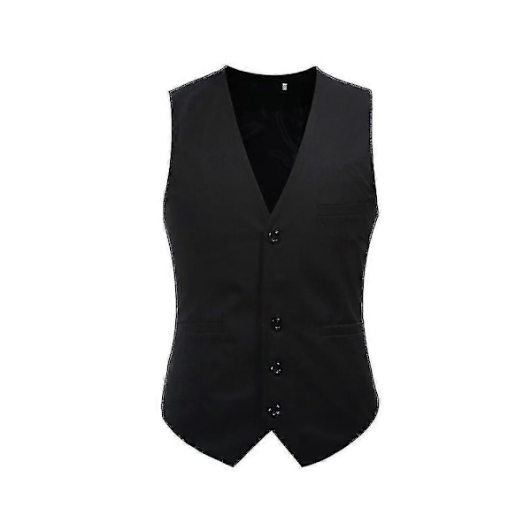 Herrar V-ringad kostymväst ren bomull slim fit fyra säsonger väst-Perfet Black M