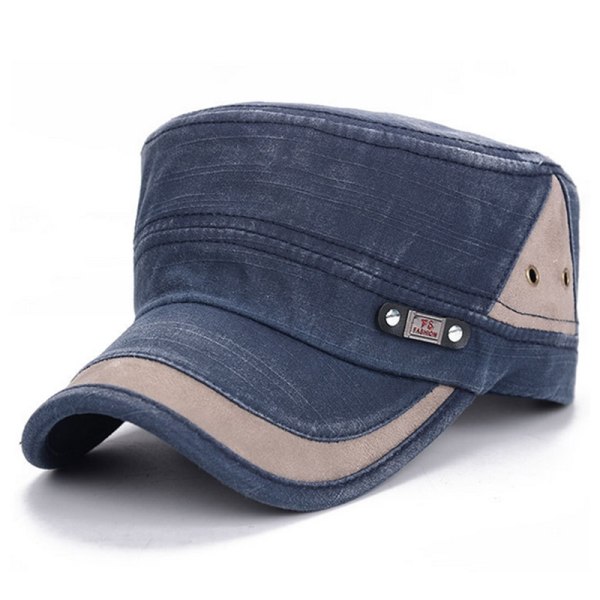 Fashion Stitching Flat Cap - Säädettävä Military Cap - Unisex - - Perfet Navy blue