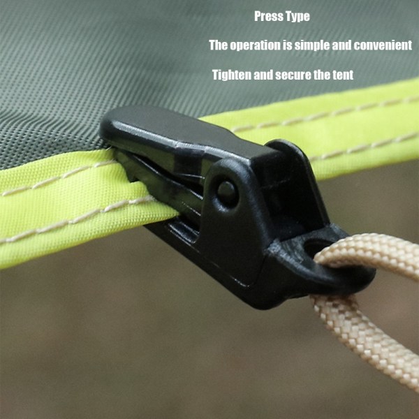10 stk Markiseklemme Tarp Clips Snap Hangers Telt Camping Surviva - Perfet Black one size