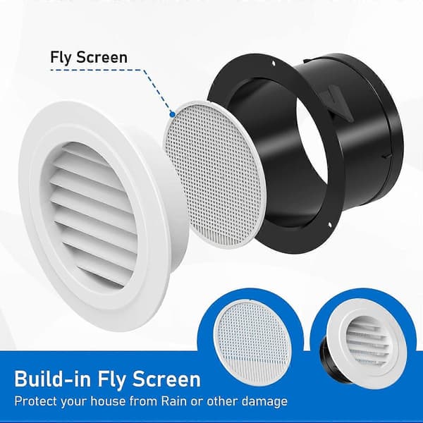 150mm Ventilasjon Ventil med Beskyttelsesgitter - ABS (150mm)-Perfet