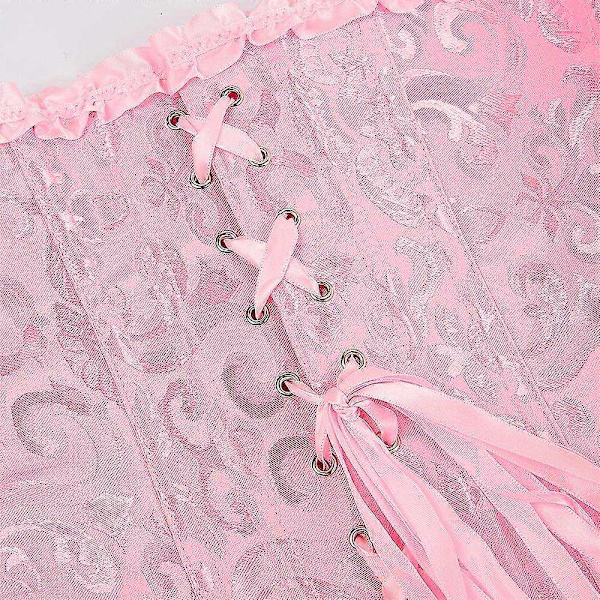 Naisten pitsillä kiinnitettävä luu-overbust-korsetti alusvaatteet vartalonmuotoilija yläosa Prinsessa -pinkki Pinkki-xs-Perfet Pink-XXXXL