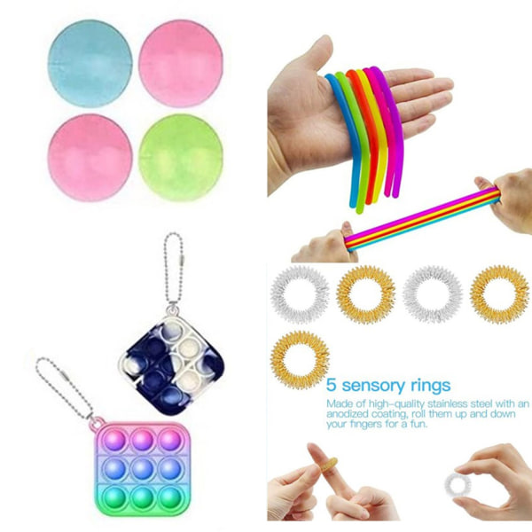 27 stk Fidget Toys Pack Sensorisk Pop it Stressbold, Festgave Multicolor - Perfet multicolor