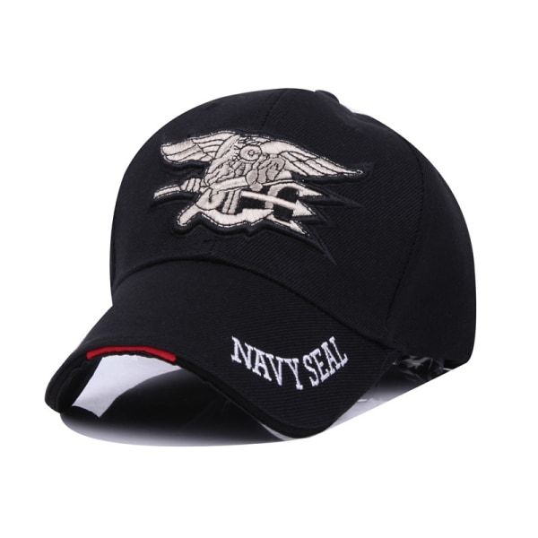 Navy SEAL Tactical Baseball Cap Punk Hip Hop Hat Flat Rim Cap - Perfet black camouflage