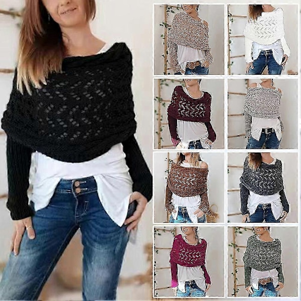 Hækleopskrift Ærme Wrap Tørklæde Stilfuld Personlig Hæklet Sweater Tørklæde til Indendørs Udendørs-Perfekt Pieces of red