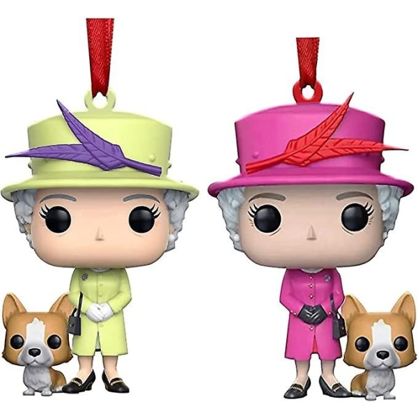 Elizabeth Ii Queens og Corgi Akryl Souvenir Ornament - Perfet Yellow 2Pcs