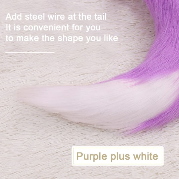 Imiteret pels kat Ræv Ulve lodne hale og ører til Halloween - Perfet purple white