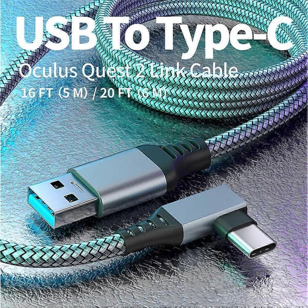 Link Kabel Kompatibelt med Oculus Quest 2, Hurtig Opladning & PC Dataoverførsel USB C 3.2 Gen1 5Gbps PD Overførsels Opladningskabel VR Headset Link - Perfekt Grey 3M