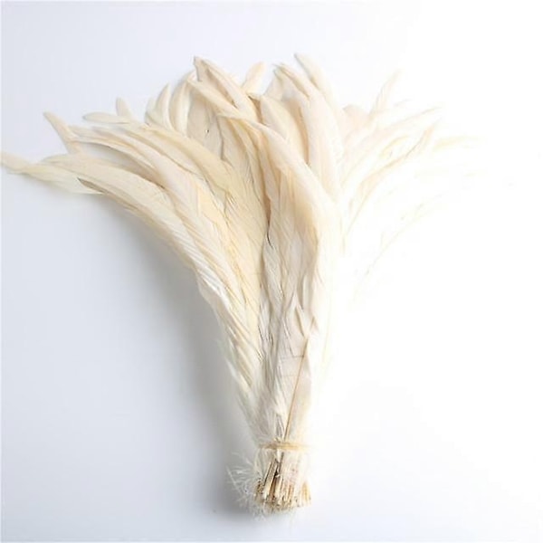 50 stk. Naturlige Kyllingehale Fjer 25-40 cm / 10-16 tommer Tøjdekoration Sceneoptræden Hanehale Fjer Plume-Perfet beige 30-35cm