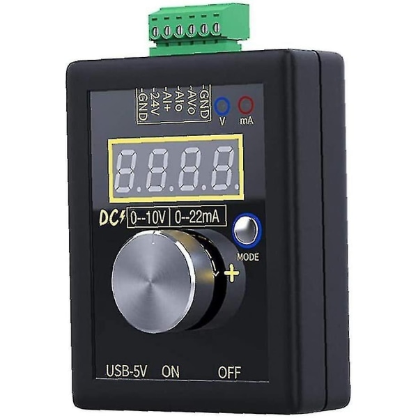 Signalgenerator 0-10v/0-4-20ma Strømspændingssimulering Håndholdt signalgenerator Indbygget lithiumbatteri Til Plc Panel Debugging Sort Praktisk