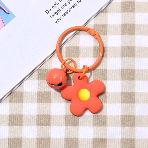 New Fashion Small Candy Flower Keychain For Women Girl Bell Key - Perfet Pink