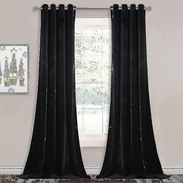 Luksuriøse termisk isolerede gardiner, tykke, solide, effektive mørklægningsgardiner - Perfekt Black W 59x H 71 150cm*180cm