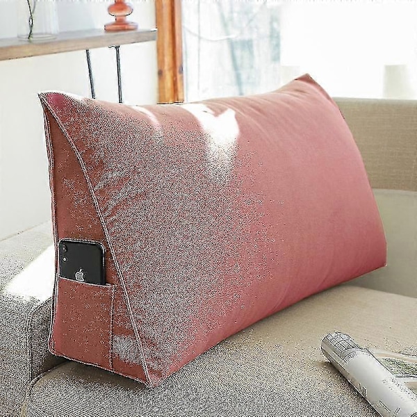 Kolmionmuotoinen sängyn kiilatyyny, selkätuki selkänoja lukutyyny - Täydellinen Pink 120*35*20cm