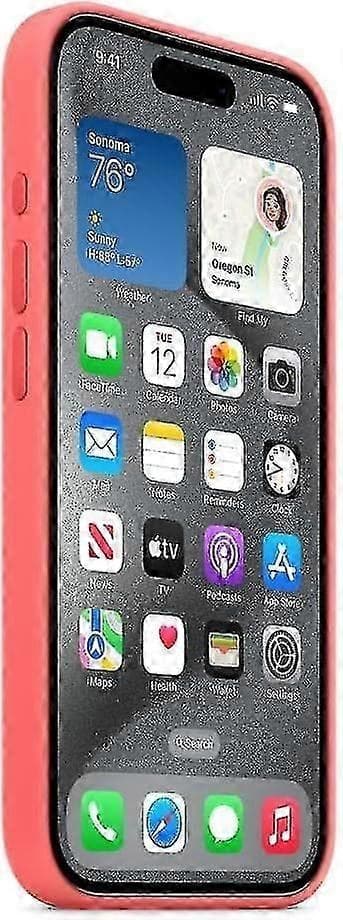 Kompatibelt med Apple iPhone 15 Pro Silikonskal med MagSafe-Perfekt Guava