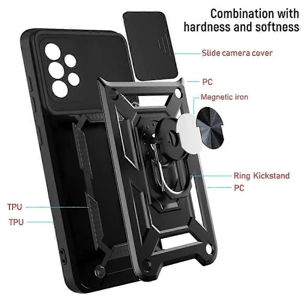 Armor Støtsikker Magnetisk Ring Stativ Holder Deksel for Samsung Galaxy S24 S23 S22 S21 Ultra S24 Plus S20FE Note 20 10 Linsebeskyttelse - Perfekt Black For Galaxy S10 Plus