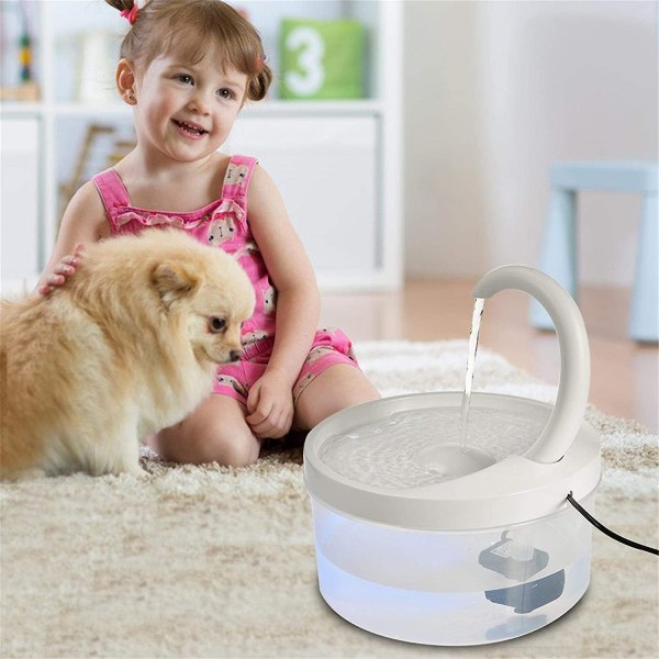 Kattedrikkefontæne med filter Automatisk vanddispenser USB-kæledyrsvandpumpedrikker med LED-lys - Perfet