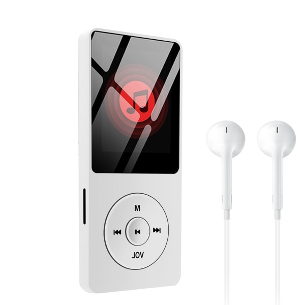 MP3-spiller 16G bærbar MP3-musikkspiller Sportslydadapter - Perfet white