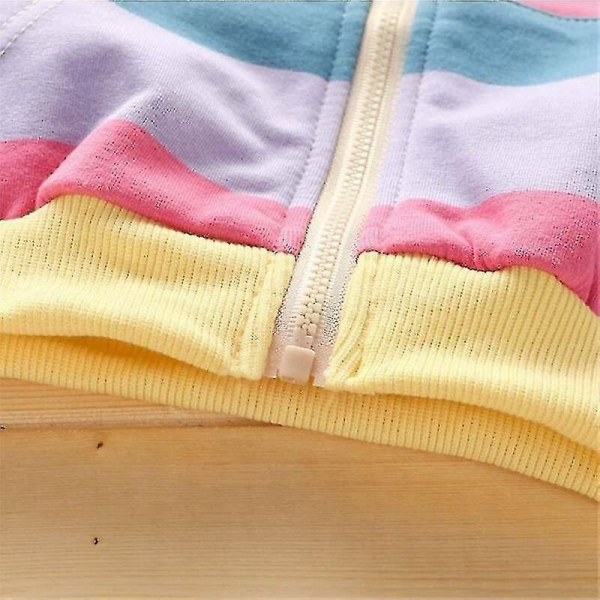 Hættetrøje Langærmet regnbuesweatshirt Casual lynlås Hættetrøjer Børn pige - Perfet Light rainbow 130cm