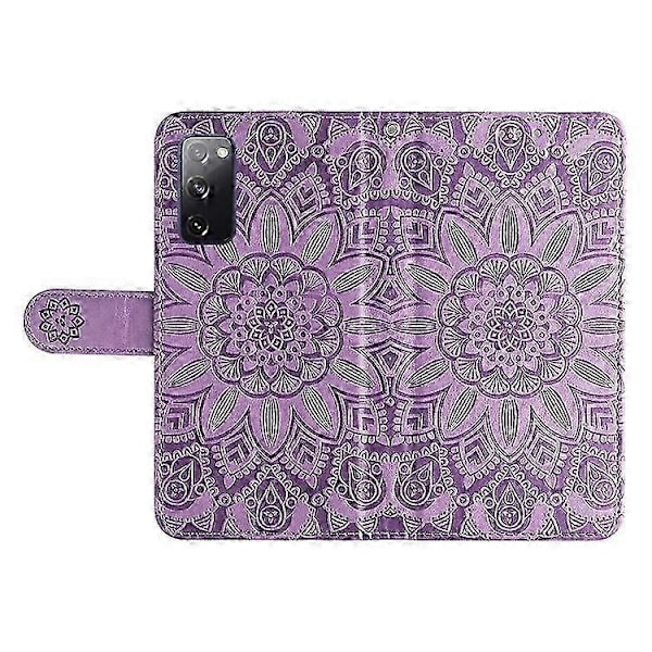 Kompatibel med Galaxy S20 FE / S20 FE 5G / S20 Lite Solros PU Läder Magnetiskt Plånboksfodral med Ställ - Perfekt Purple