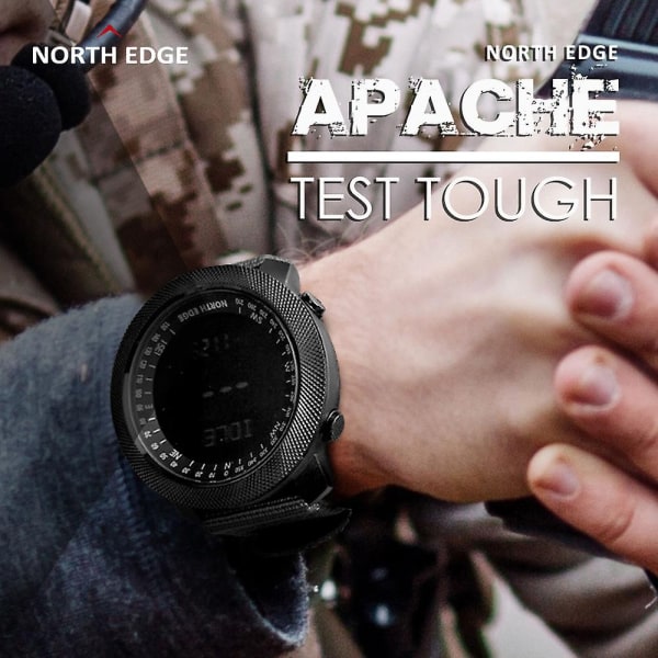 North Edge Apache Smart Watch Herr Sport Smartwatch för löpning Klättring Simning Kompass Höjdmätare Barometer Vattentät 50m - Perfet