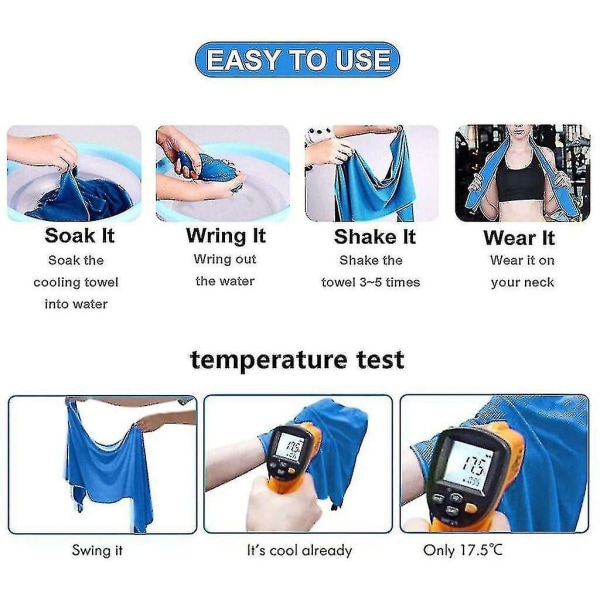Kjølehåndkle, sett Øyeblikkelig avlastning Icy Cool Håndkle Pustende Mesh Svetteabsorberende - Perfet